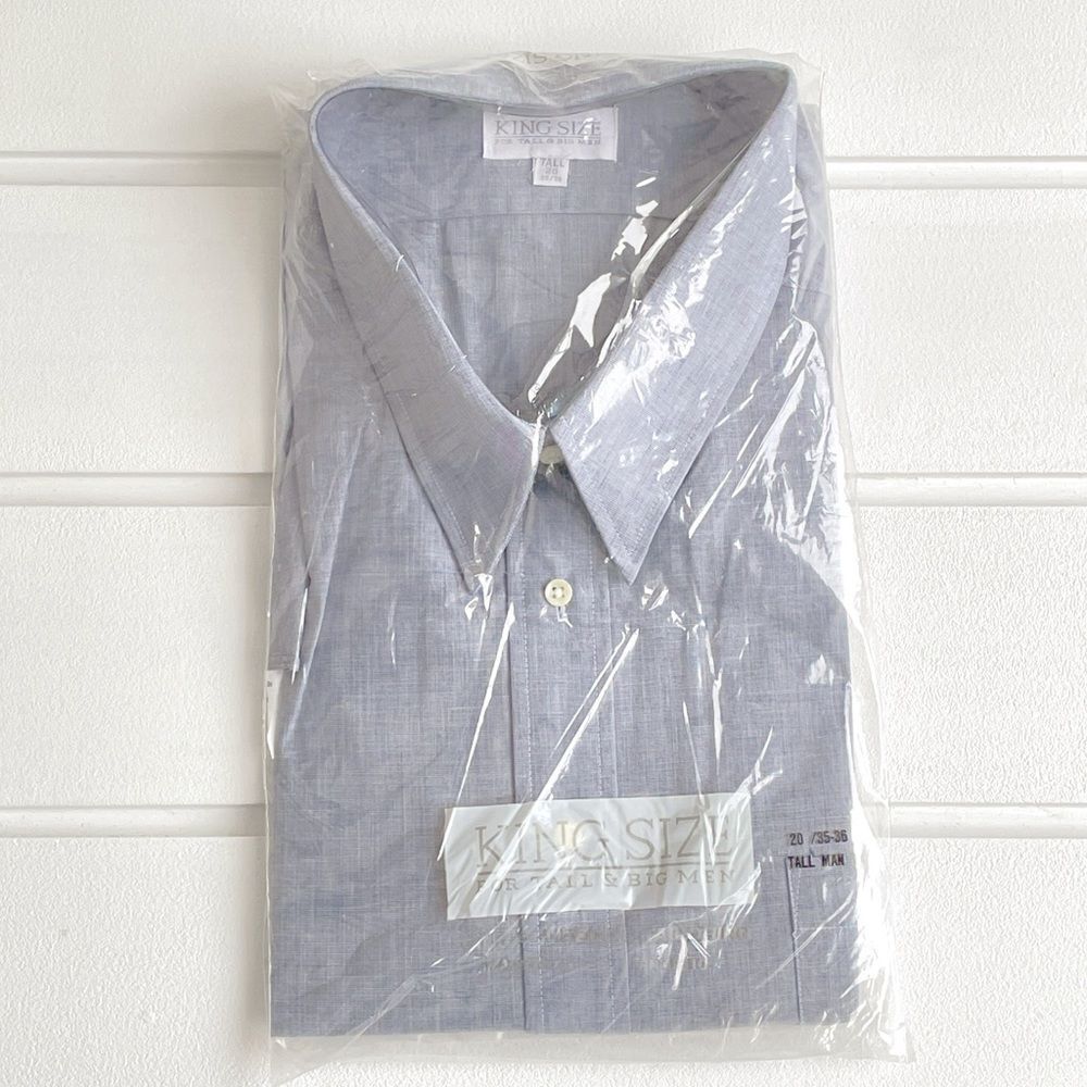 King Sized No Hassle Long-Sleeve Button-Down Collar Dress Shirt 20 35/36 Tall